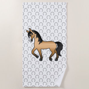Toalha De Praia Ilustração do desenho animado de cavalos de Trote