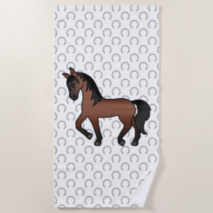 Toalha De Praia Ilustração do desenho animado de cavalos de Trote