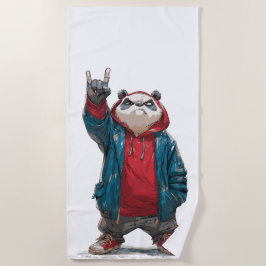 Toalha De Praia Ilustração do Gestual de Pedra do Panda de Rua
