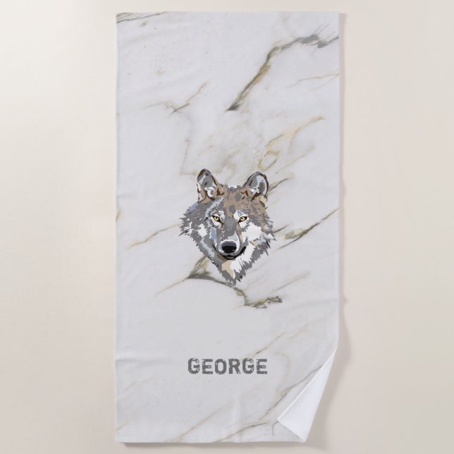 Toalha De Praia Ilustração do Lobo (Frente)