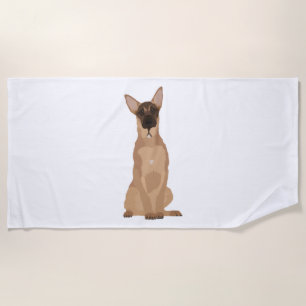 Toalha De Praia Ilustração Malinois Belga!