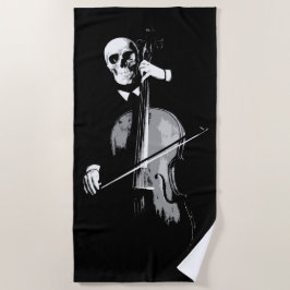 Toalha De Praia Ilustração Minimalista Escura de Violoncelista Esq