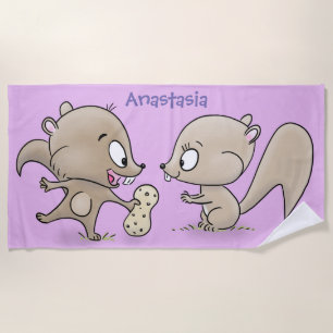 Toalha De Praia Imagem de desenhos animados de esquilos engraçado