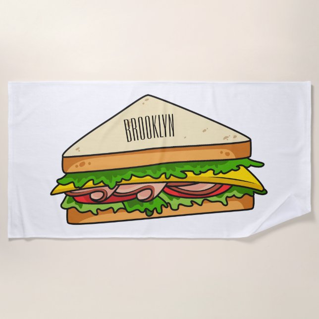 Toalha De Praia Imagem de desenhos em Sandwich (Frente)