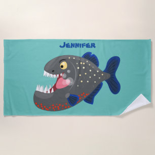Toalha De Praia Imagem de uma piranha engraçada e famosa