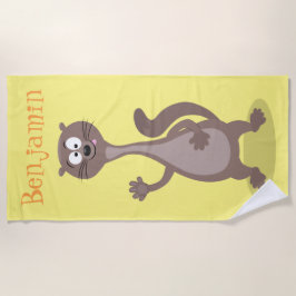 Toalha De Praia Imagem engraçada de desenho animado dizendo olá