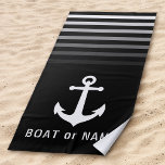 Toalha De Praia Imagem Náutica Náutica Negra Ancorar seu nome ou b<br><div class="desc">Ancoragem Náutica Vintage com seu nome personalizado ou nome do barco em uma Toalha Na moda Beach. Esta toalha personalizada não só o manterá seco,  como também é uma peça divertida de conversa. Faz um presente de excelente para qualquer ocasião.</div>