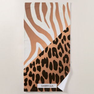 Toalha De Praia Impressão da zebra e do leopardo