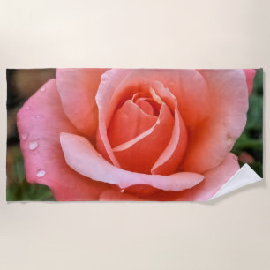Toalha De Praia Impressão de Arte Botânica Rosa Romântica