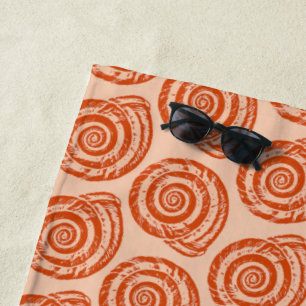 Toalha De Praia Impressão de bloco espiral do Seashell, laranja