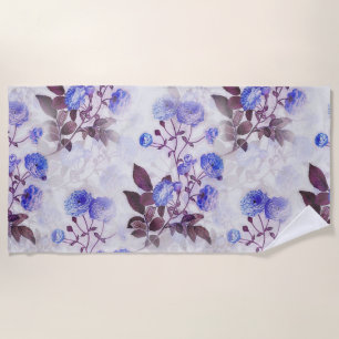 Toalha De Praia Impressão de Flor Roxo bonito
