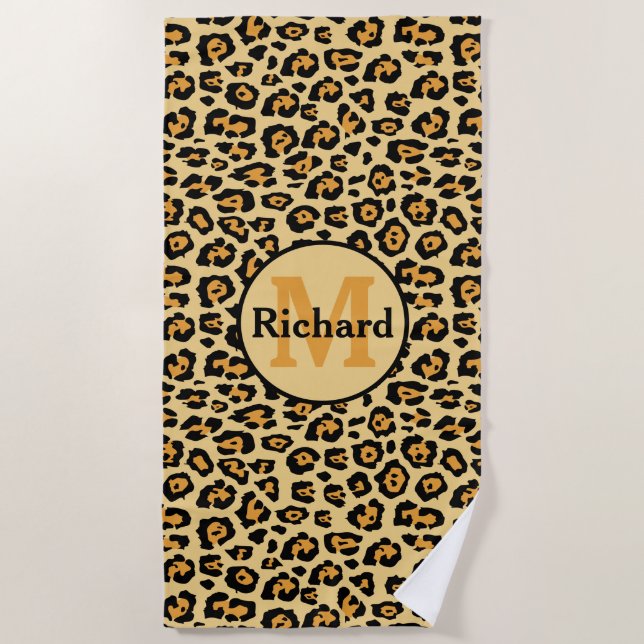 Toalha De Praia Impressão de Leopardo Personalizada (Frente)