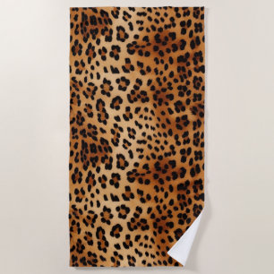 Toalha De Praia Impressão de Leopardo Preto-Castanho