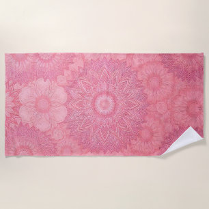 Toalha de praia Impressão de Mandala rosa