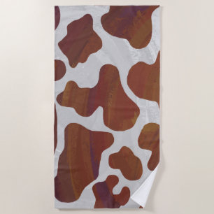 Toalha De Praia impressão de vaca com castanho e branco