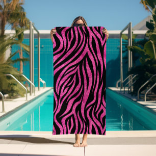 Toalha De Praia Impressão em Zebra Preta Rosa