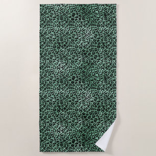 Toalha De Praia Impressão Girly Emerald Green Glam Leopard