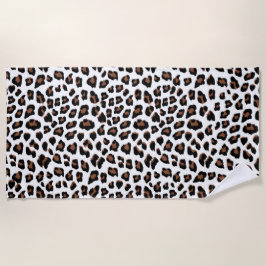 Toalha De Praia Impressão Leopardo Branco