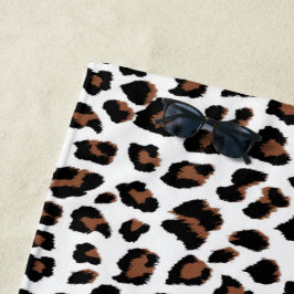 Toalha De Praia Impressão Leopardo Branco
