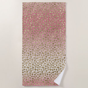 Toalha De Praia Impressão Leopardo Glitter Glitter Dourada de Mânr