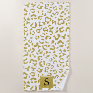 Toalha De Praia Impressão Leopardo, Leopardo Dourado, Brilhante, M