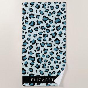Toalha De Praia Impressão Leopardo, Manchas, Leopardo Azul, Seu No