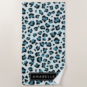 Toalha De Praia Impressão Leopardo, Manchas, Leopardo Azul, Seu No
