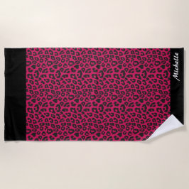Toalha De Praia impressão-leopardo rosa personalizada