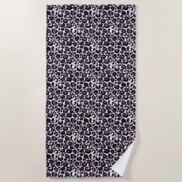 Toalha De Praia Impressão Leopardo Roxo Preto
