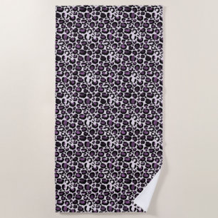 Toalha De Praia Impressão Leopardo Roxo Preto