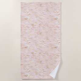 Toalha De Praia Impressão Zebra Dourada com Glama Rosa