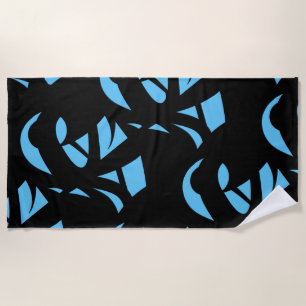 Toalha De Praia Incrível Arte Moderna Azul / Preto