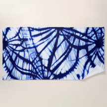 Indigo Shibori Tie Dye Beach Towel