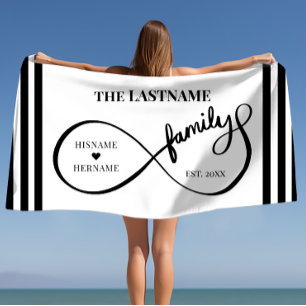 Toalha De Praia Infinity Personalized Family Name e Est. Data