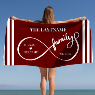 Toalha De Praia Infinity Personalized Family Name e Est. Data