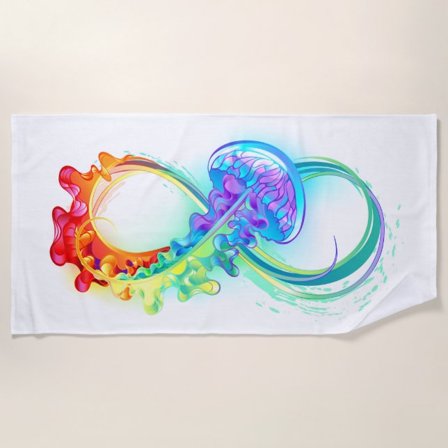 Toalha De Praia Infinity with Rainbow Jellyfish (Frente)
