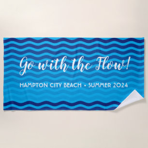 Toalha De Praia "Ir Com O Fluxo" Blue Waves Beach Towel