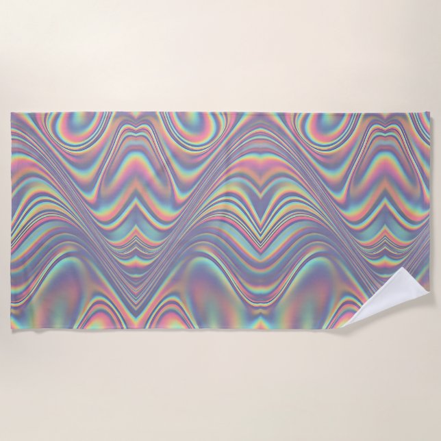 Toalha De Praia Iridescent Holographic Swirl Texture (Frente)