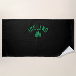 Toalha De Praia Irlanda Texto Enchido Shamrock Distúrbio Prin Verd