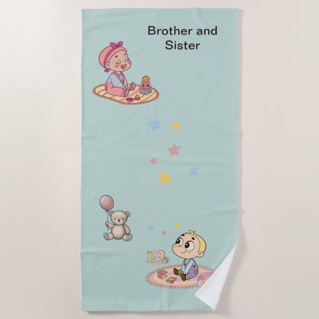 Toalha De Praia Irmão e irmã (Frente)