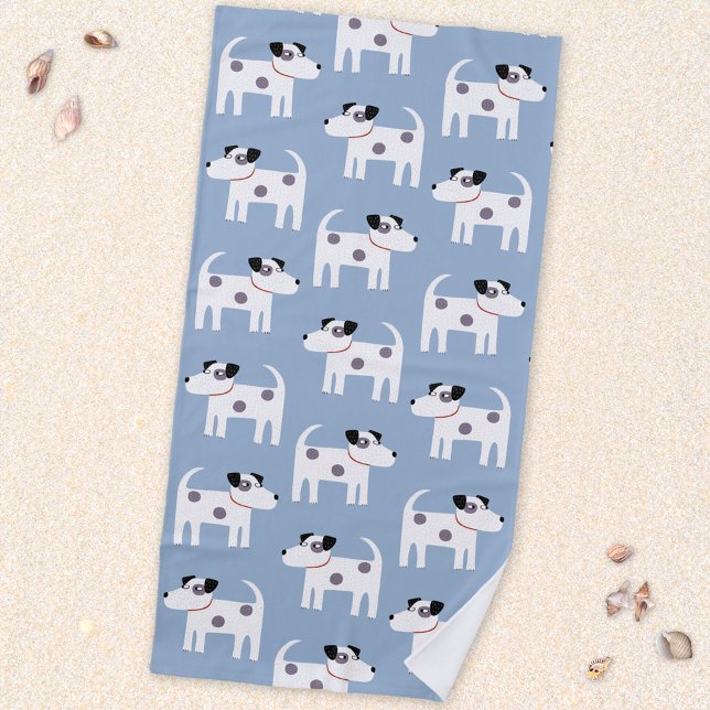 Toalha De Praia Jack Russell Parson Terrier Dog Patterno (Parson Jack Russell Terrier dog fun animal art beach towel)