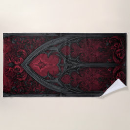 Toalha De Praia Janela Vermelha Gótica de Catedral – Arte Ornament