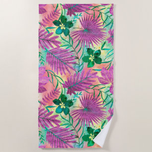 Toalha De Praia Jardim Tropical Havaiano Nalani Fuchsia