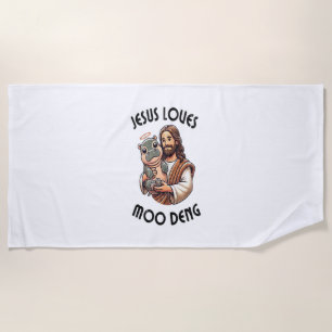 Toalha De Praia Jesus ama Moo Deng T-Shirt_3