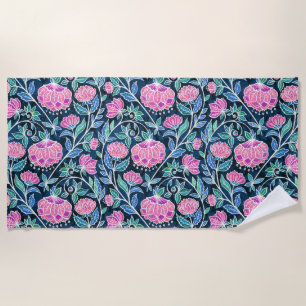 Toalha De Praia Jewel Toned Boho Chalk Chintz Padrão Floral