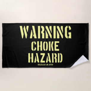 Toalha De Praia Jiu Jitsu alerta Choke Hazard BJJ Gym