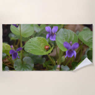 Toalha De Praia Joaninha em Flores de Violeta Doce