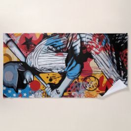 Toalha De Praia Jogador de Beisebol Pop Art
