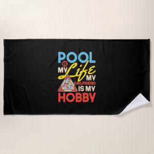 Toalha De Praia Jogador de Bilhar Piscina Billiard É Minha Vida