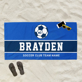 Toalha De Praia Jogador de Futebol Azul Marinho Nome Personalizado